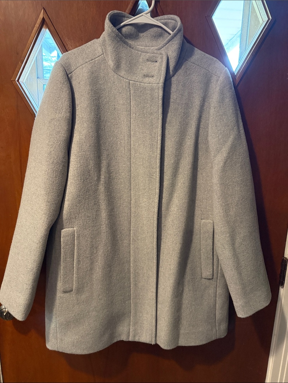 J. Crew Light Grey Stand-Collar Wool Blend Pea Coat